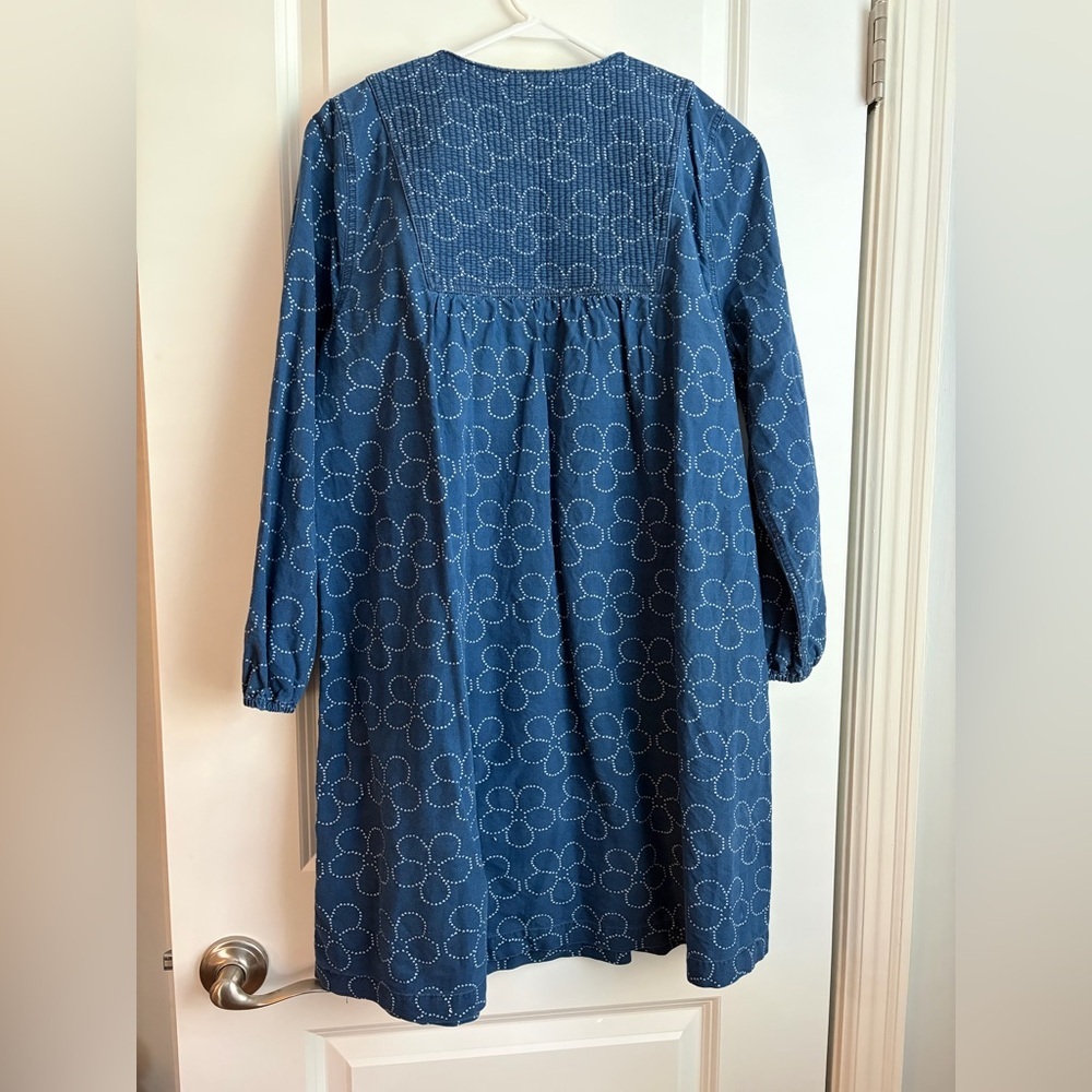 Madewell Blue Daisy-Print Cotton Dress with Bows and Quilted Bibb - Picture 5 of 10